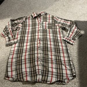 Spoon Jeans Cozy Plaid Button Front Tunic Dress Sz L Cottagecore Preppy Rustic